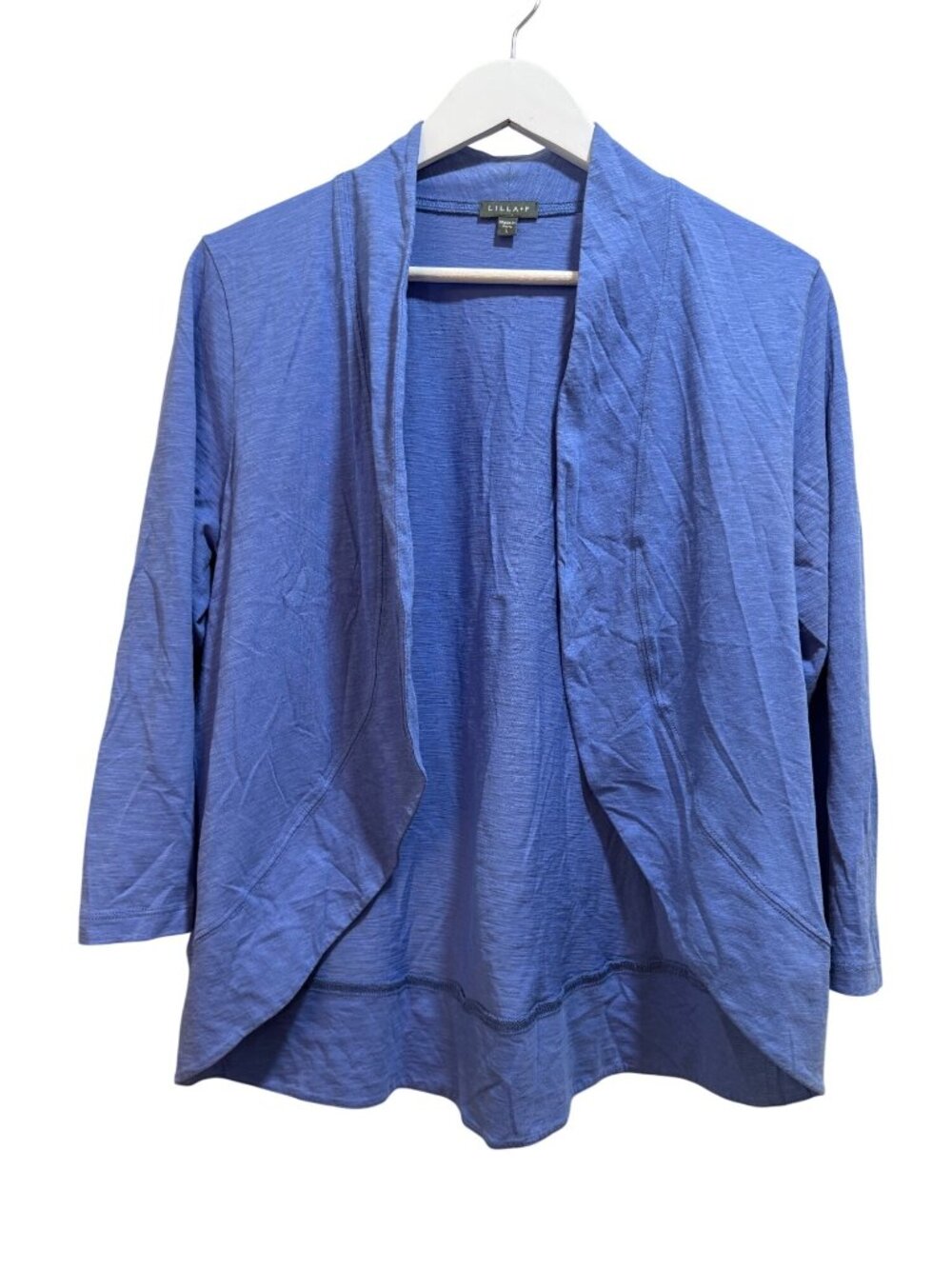 Coastal Drapey Flowy Open Front Shawl Collar Slub Knit Cardigan Large
